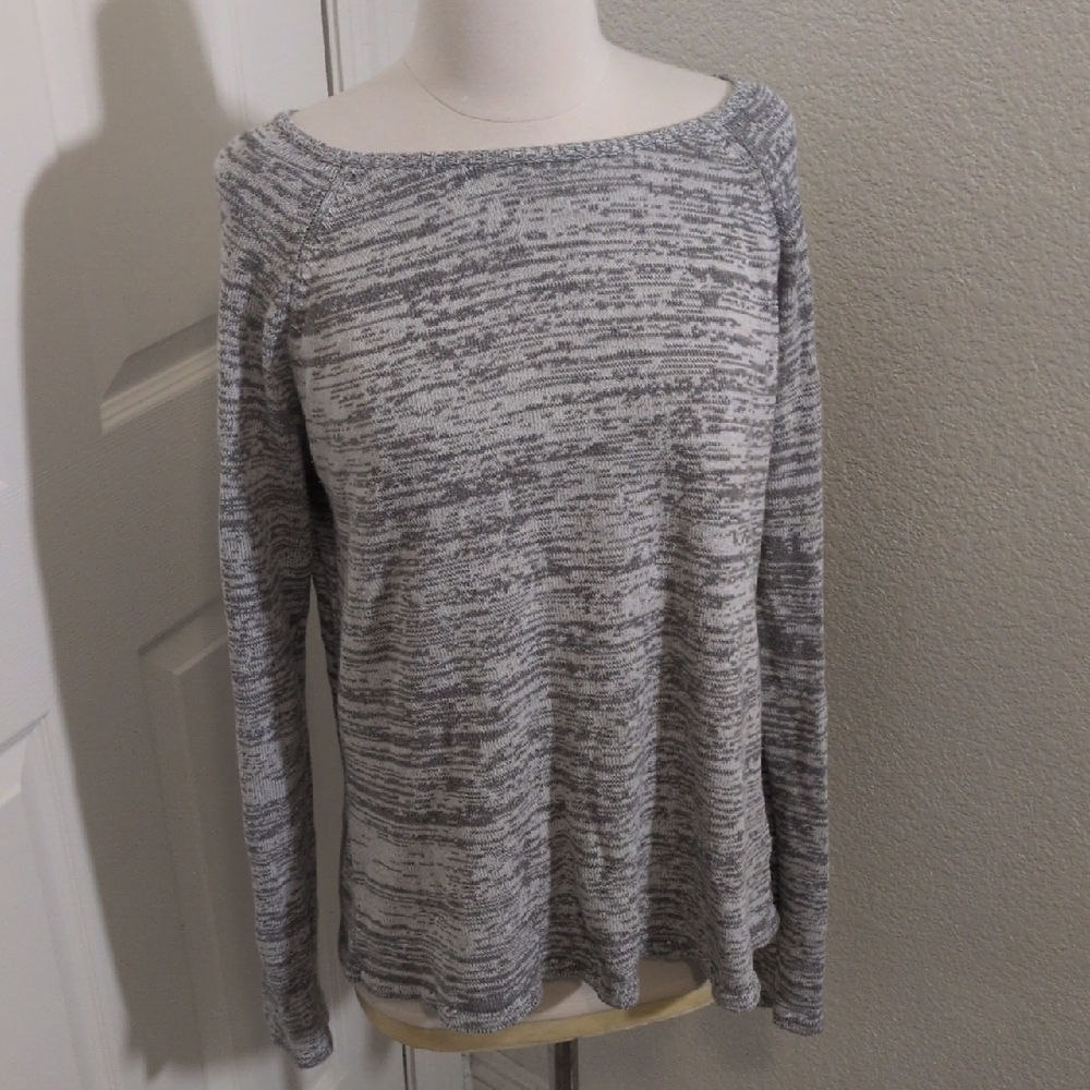 ✅ Peppercorn Heather Gray Sweater Large Orange Zip Crew Neck